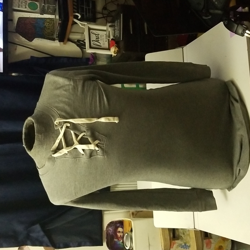 old navy sweatshirt dress with lace up chest